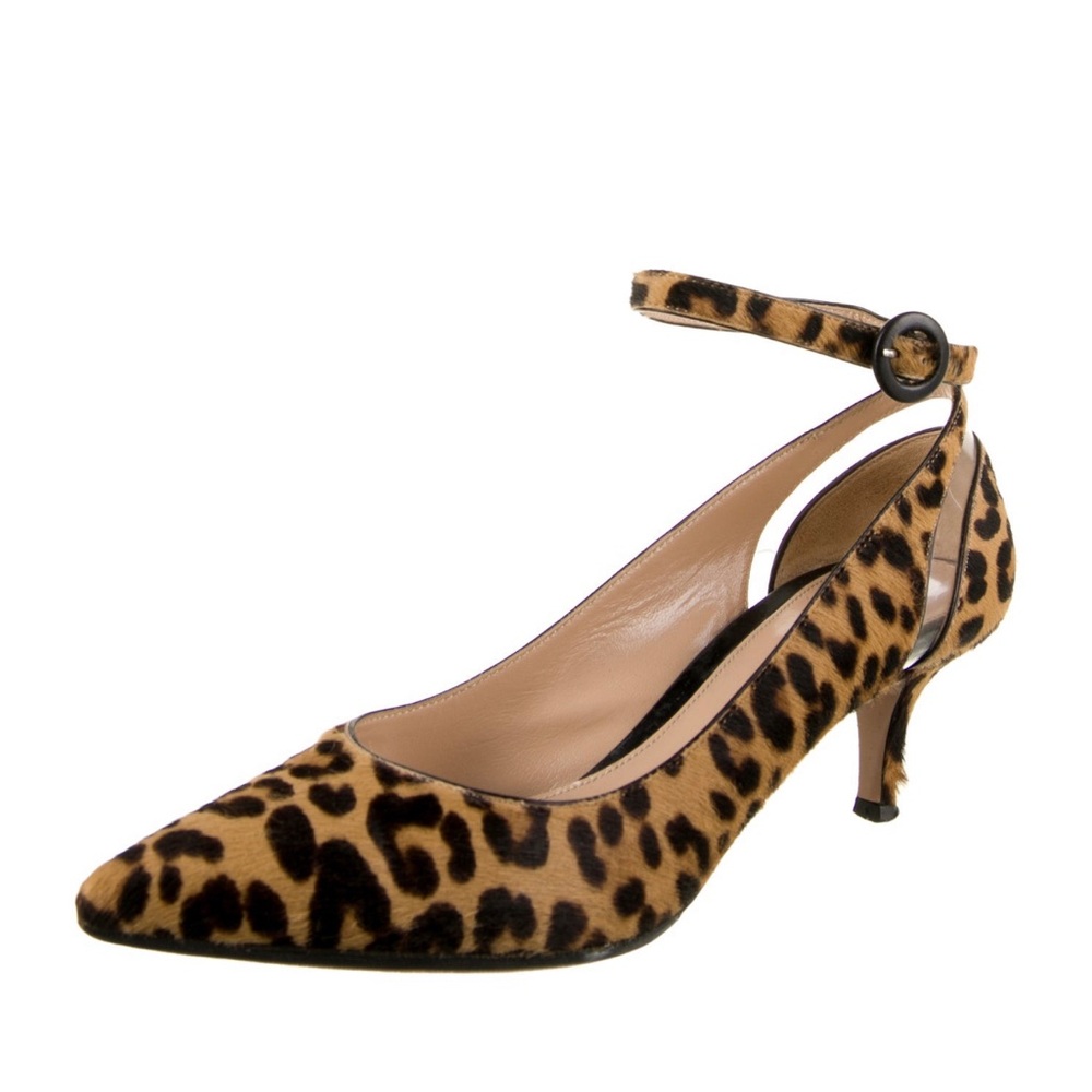 Gianvito Rossi Ponyhair Animal Print Pumps Kitten Heel